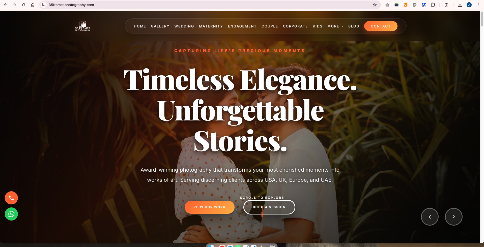 35 Frames Photography website screenshot